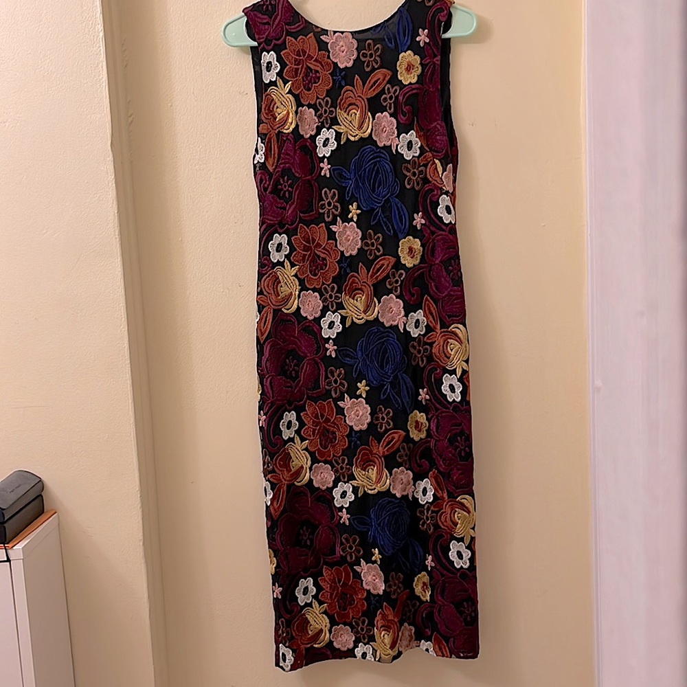 Alice and Olivia Embroidered Floral Dress